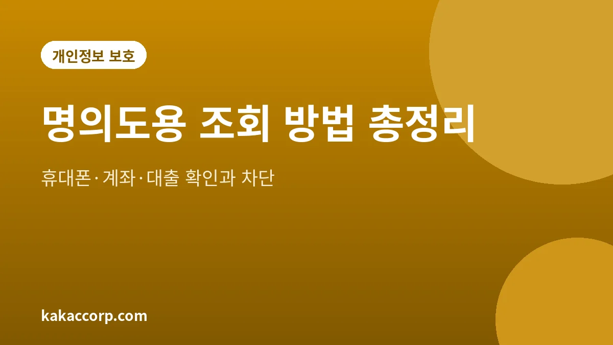 휴대폰 개통, 계좌, 대출 명의도용을 조회하고 차단하는 방법을 정리한 안내 그림